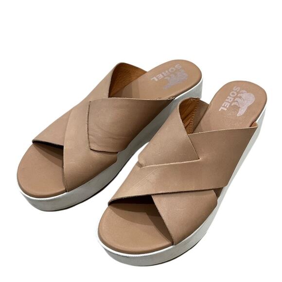 Sorel Cameron Flatform Mule In Honest Beige Sea Salt - Picture 4 of 10